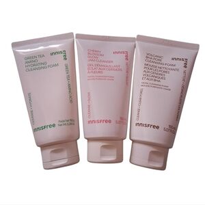 NEW Innisfree Green Tea, Cherry Blossom, Volcanic Cleanser Bundle